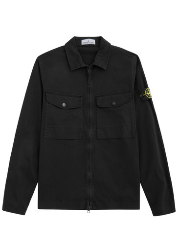 STONE ISLAND Logo stretch-cotton overshirt Harvey Nichols