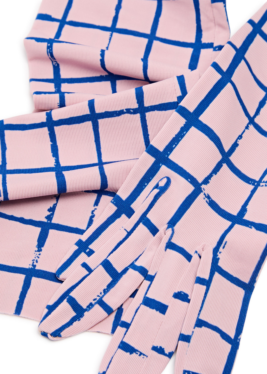  Dries Van Noten Checked Stretch-jersey Gloves - Multi Print - M (uk12 / M) 