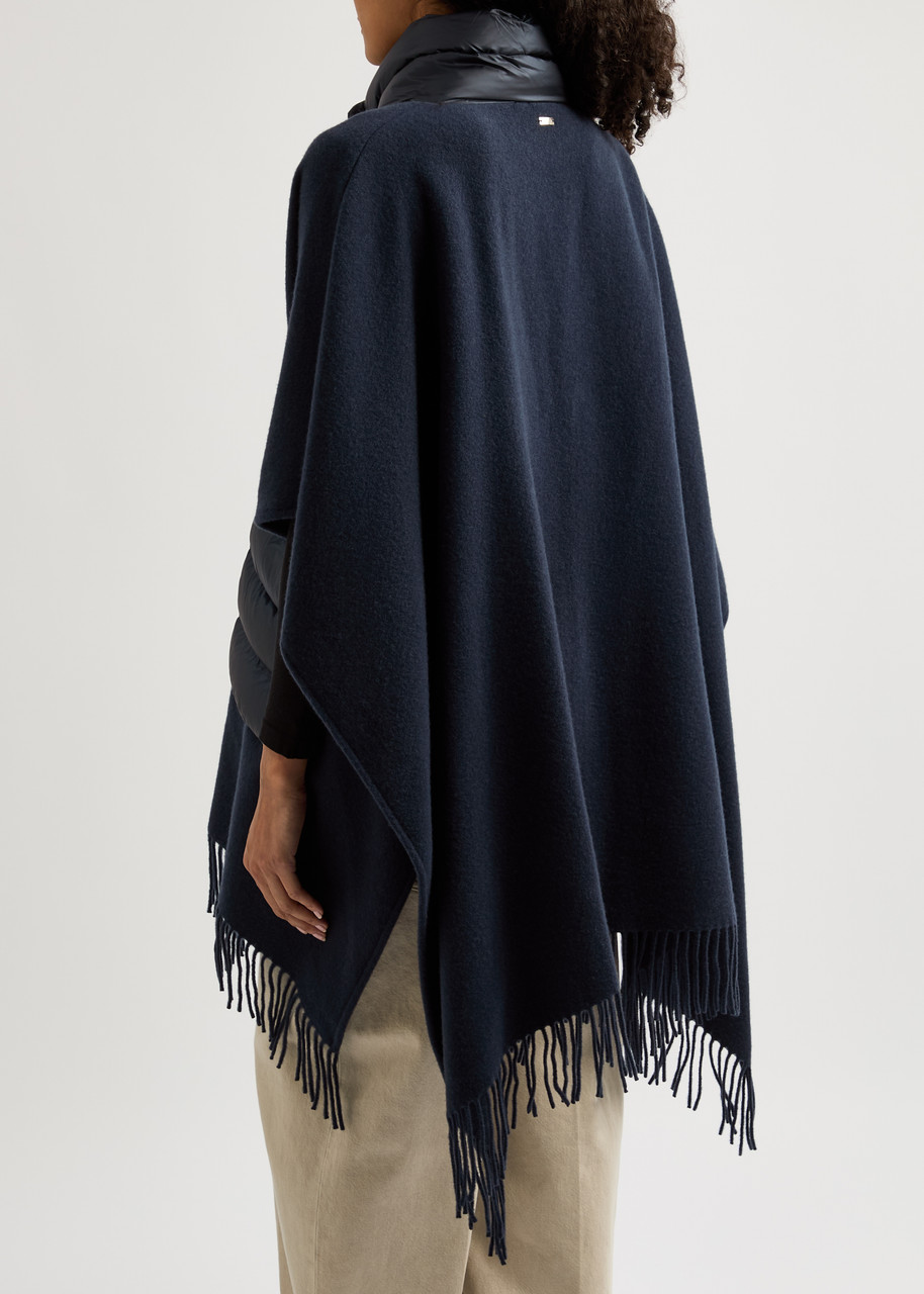  Herno Fringed Wool-blend Poncho - Navy - One Size 