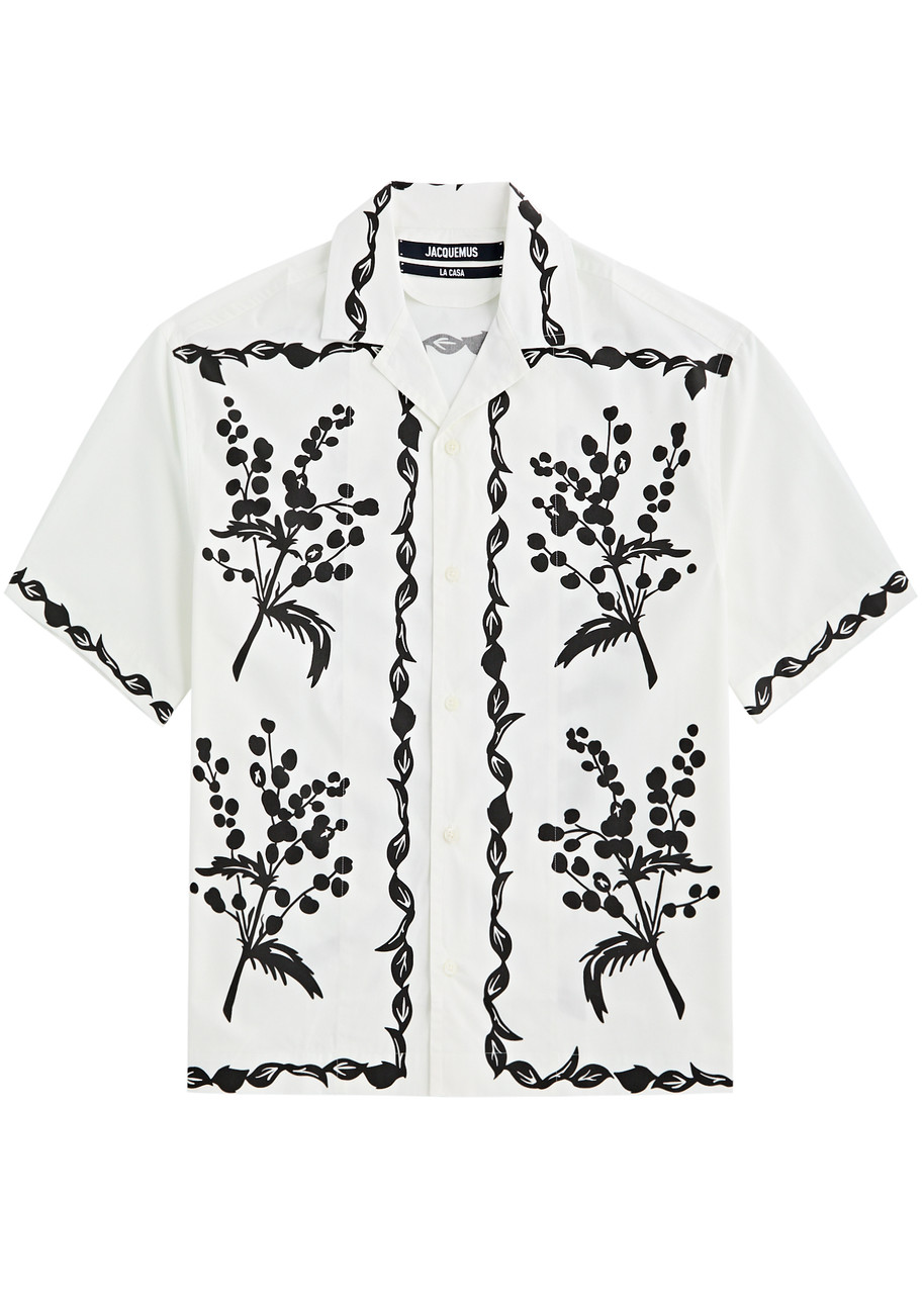 Jacquemus La Chemise Jean Printed Cotton-poplin Shirt - White And Black - 52 (IT52