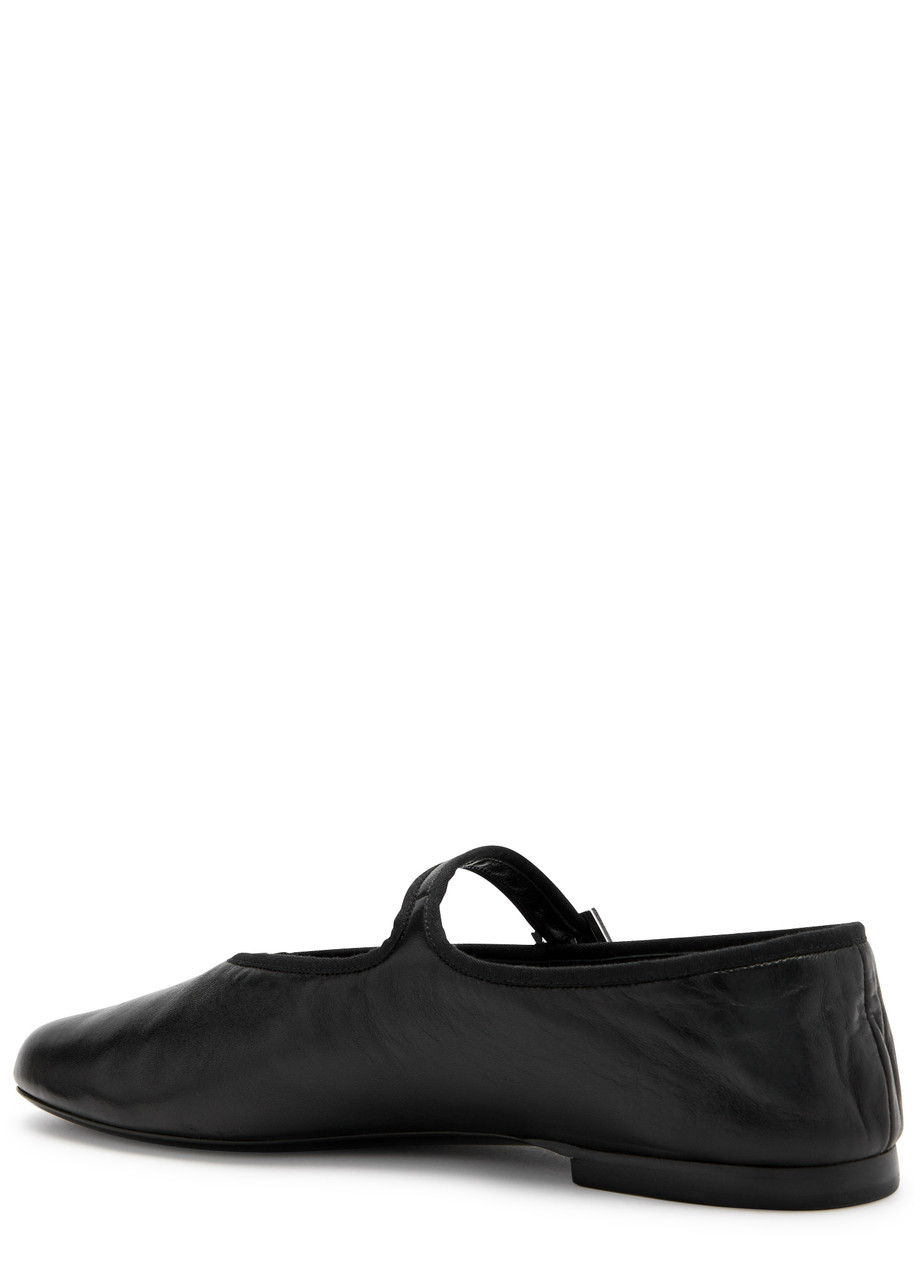 The Row Boheme Leather Mary Jane Flats In Black