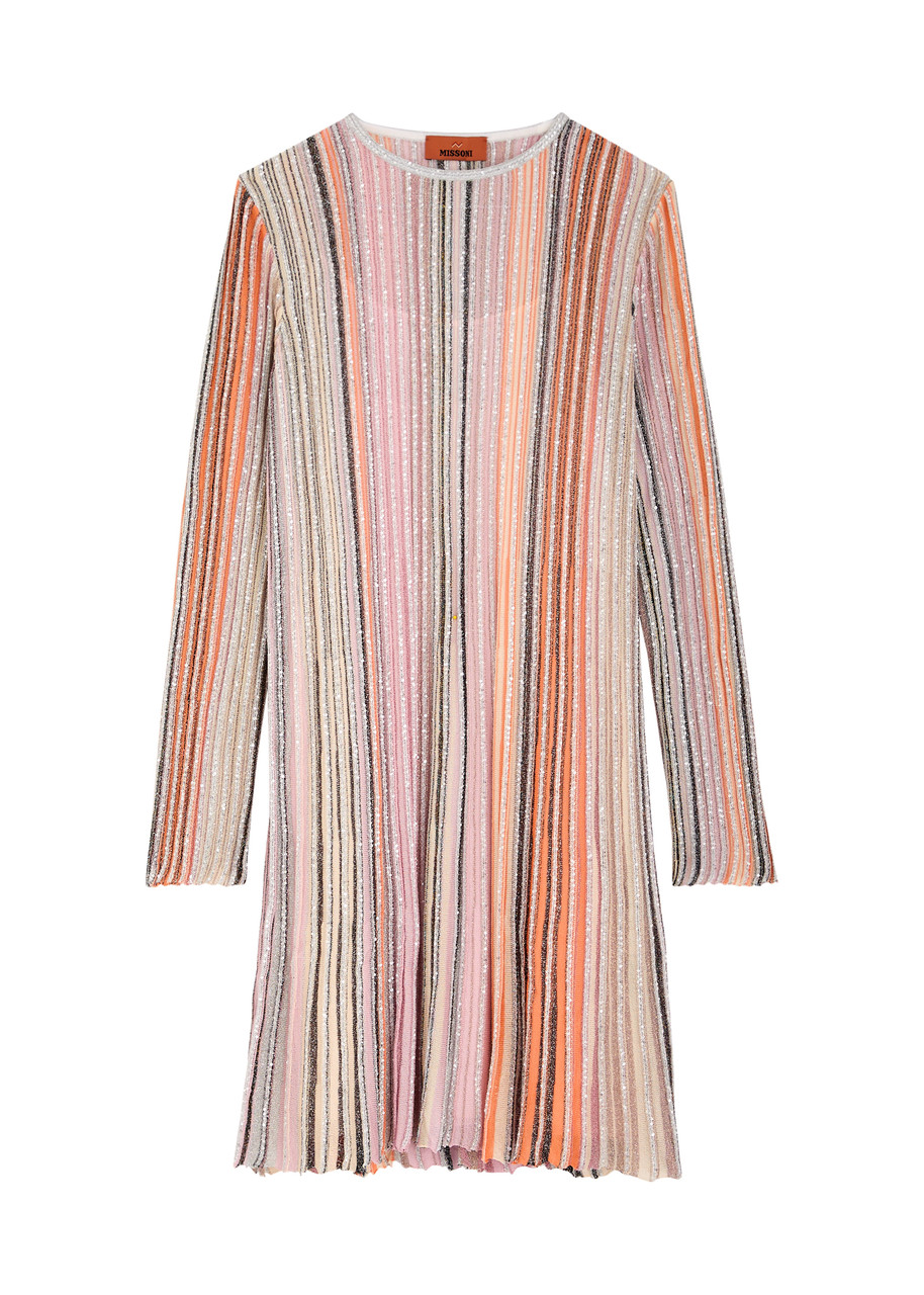 Missoni Striped Embellished Metallic-knit Mini Dress - Multicoloured - 42 (UK10 / S)