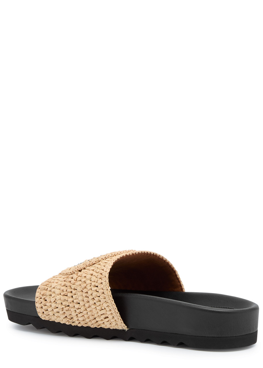 Stella Mccartney Woven Slides In Neutral