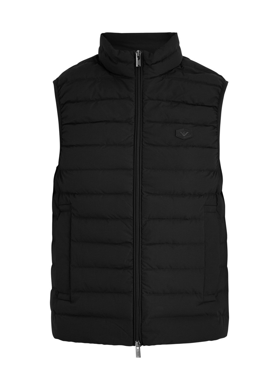 Emporio Armani Logo Quilted Shell Jacket - Black