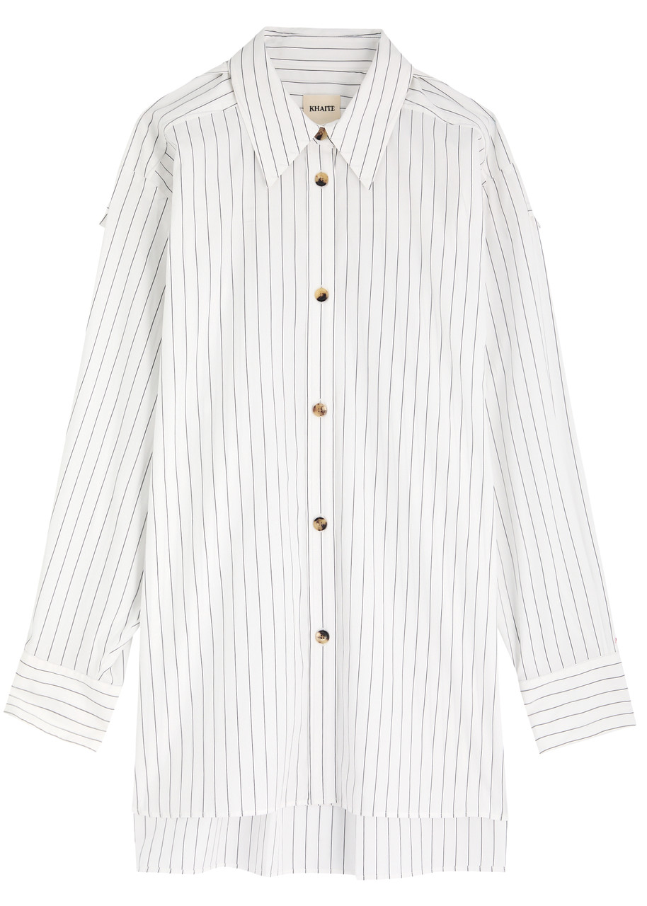 Khaite Tamal Striped Cotton-poplin Shirt - Navy - 4 (UK8 / S)