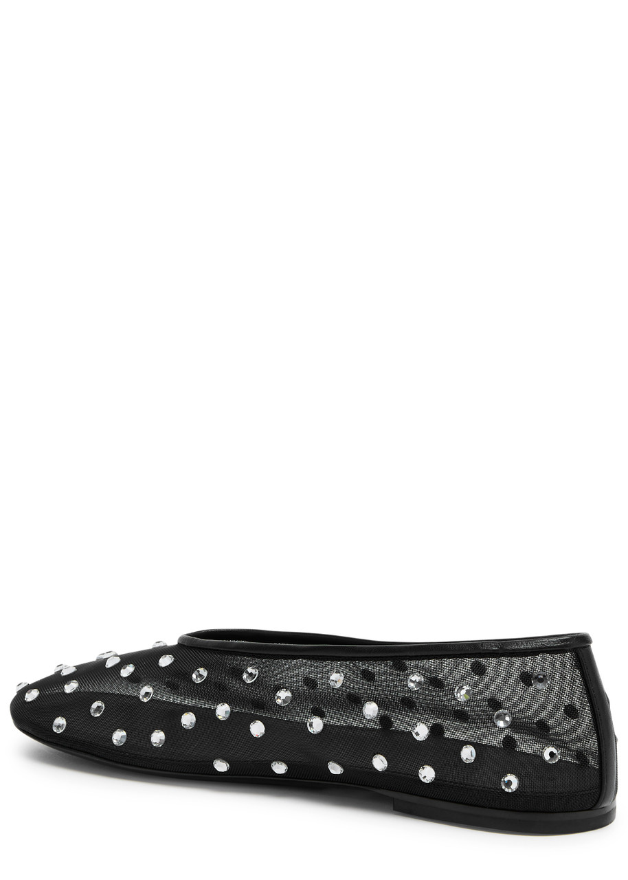 Shop Khaite Marcy Crystal-embellished Mesh Ballet Flats In Black