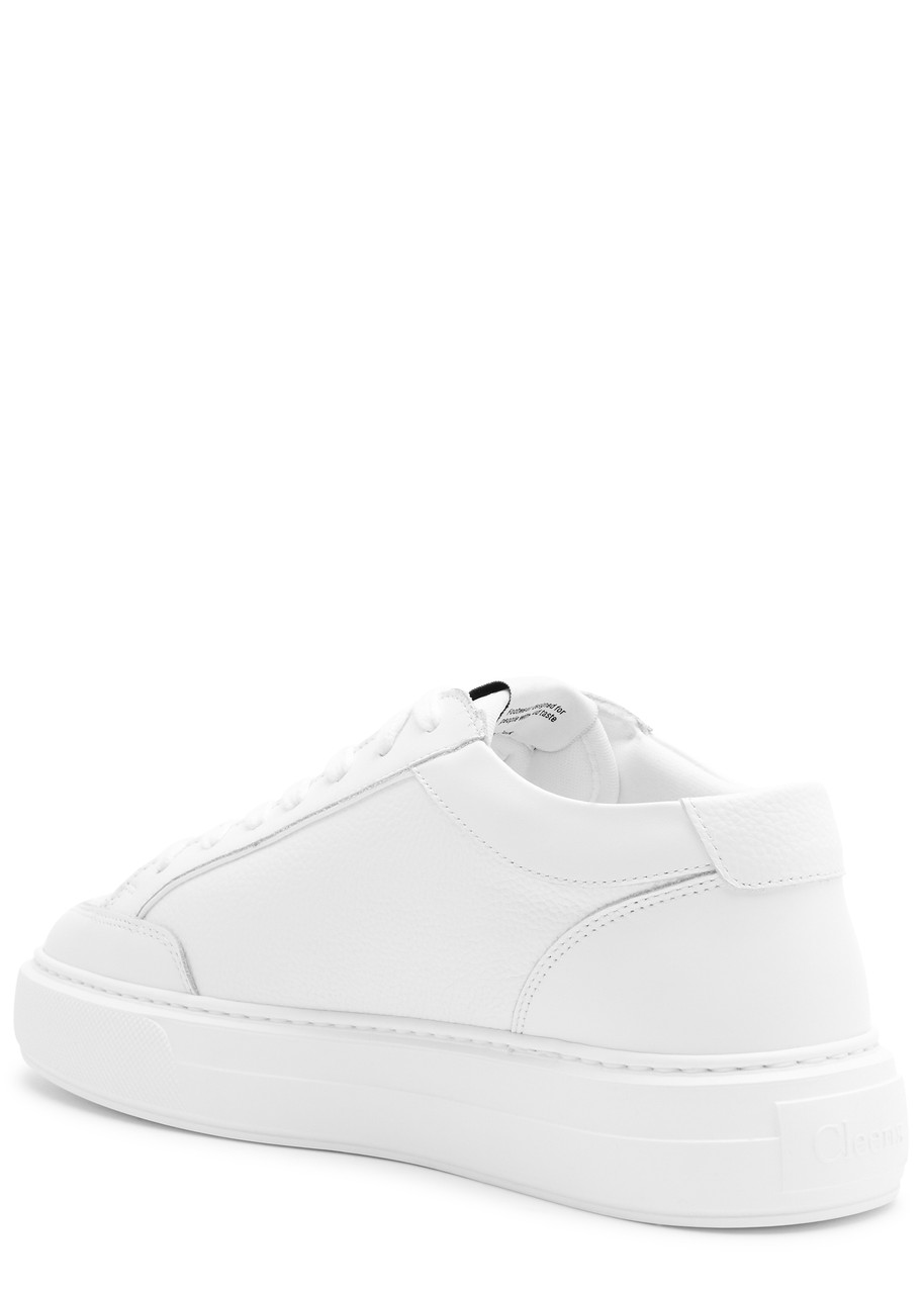 Cleens Luxor Grained Leather Sneakers In White