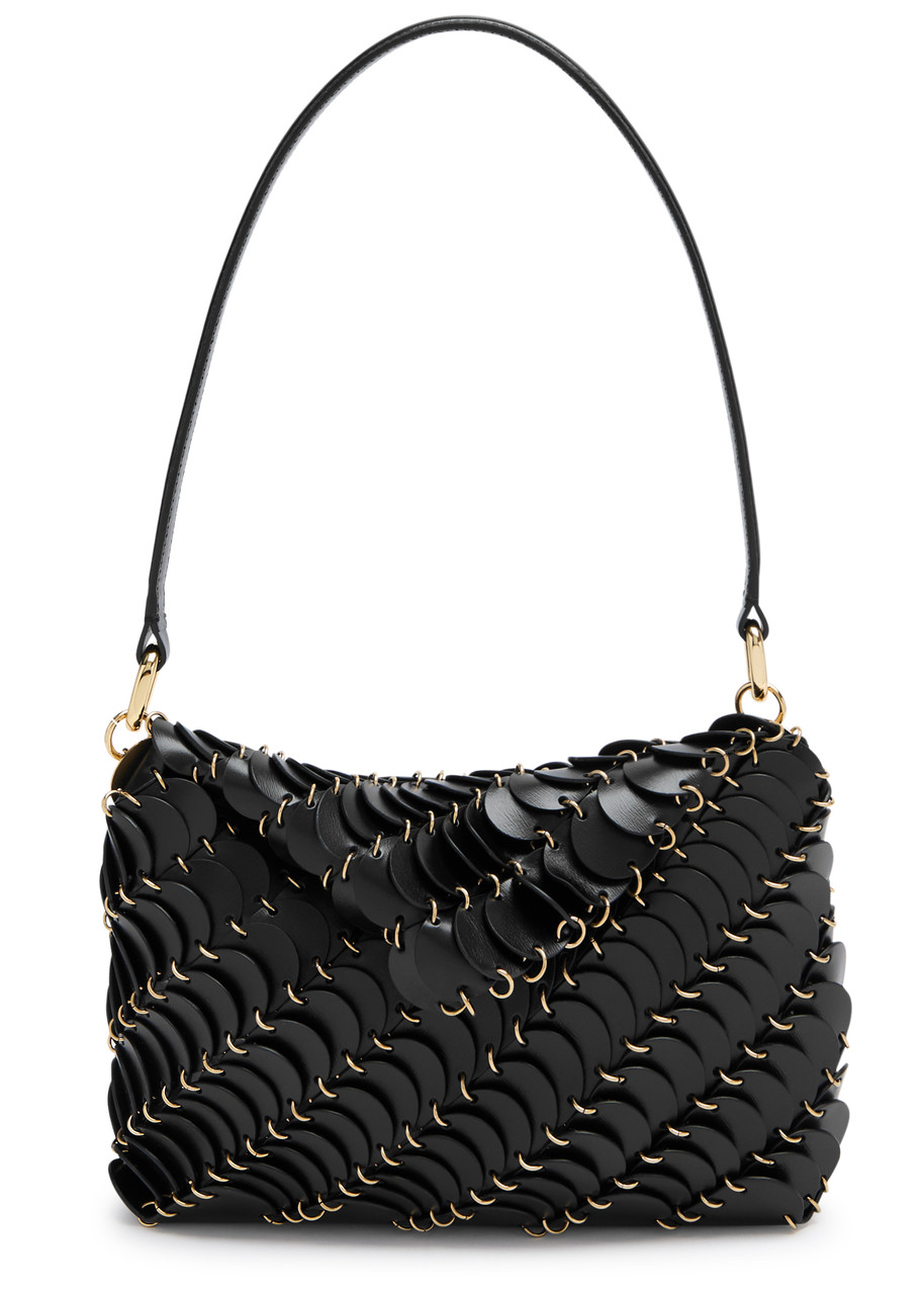Rabanne Paco Disc Leather Shoulder Bag In Black
