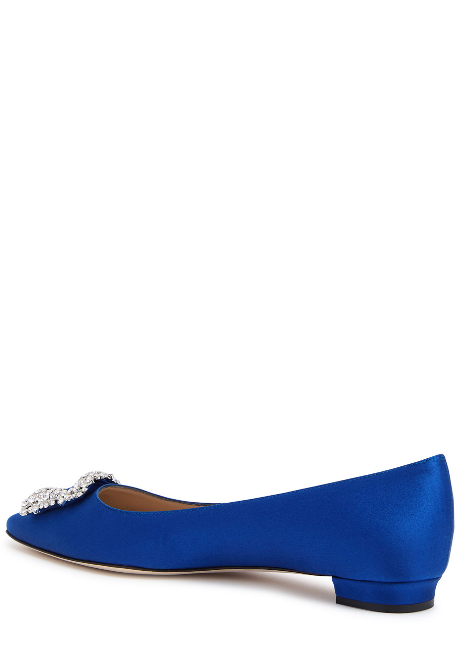 Manolo Blahnik Hangisiflat 10 Silk-satin Flats In Blue