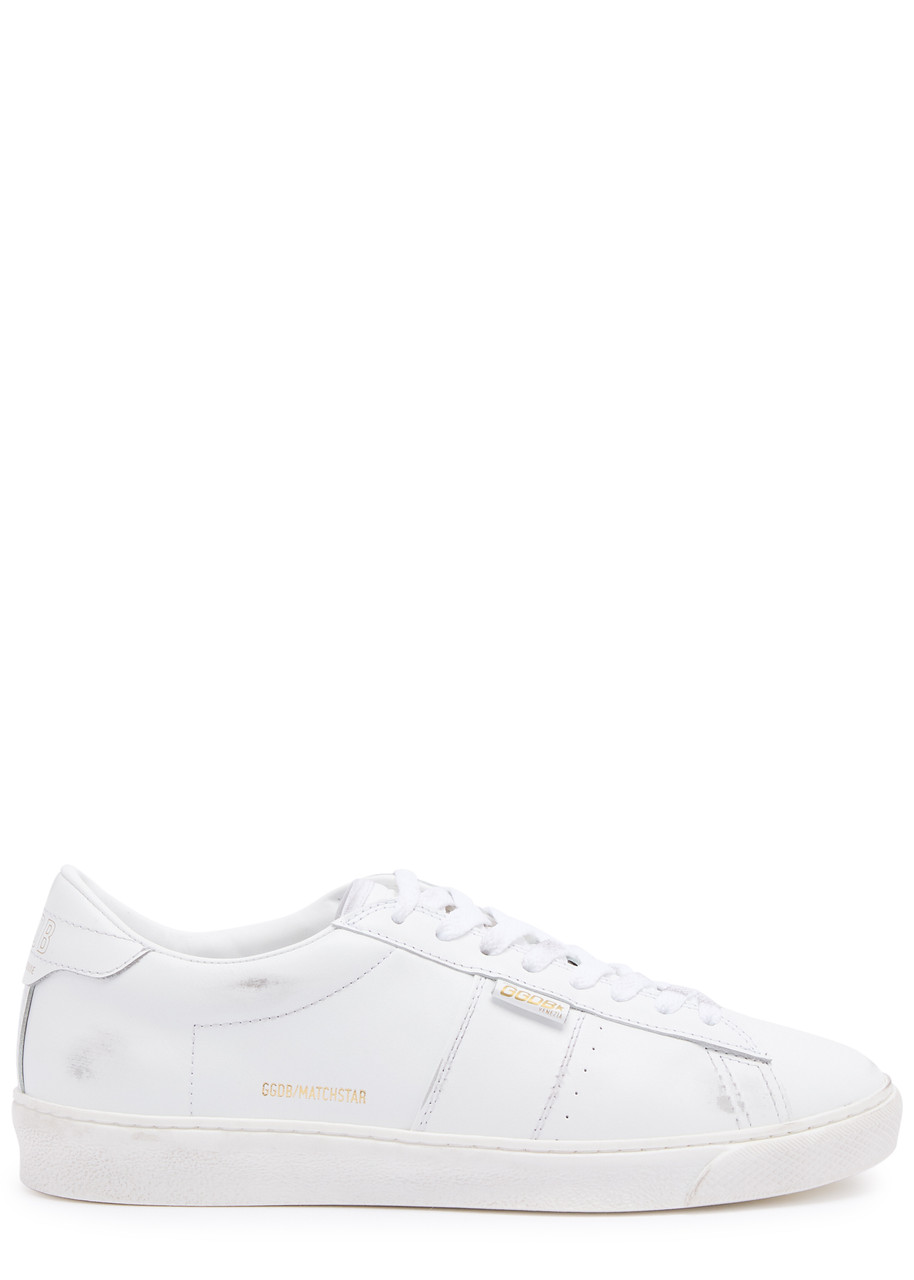 Golden Goose Leather Sneakers Featuring Perforated Detailing In White