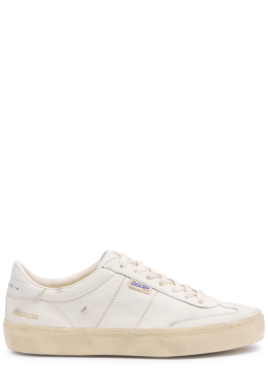 Golden Goose Soul Star Leather Low-top Sneakers With Used Effect In Beige