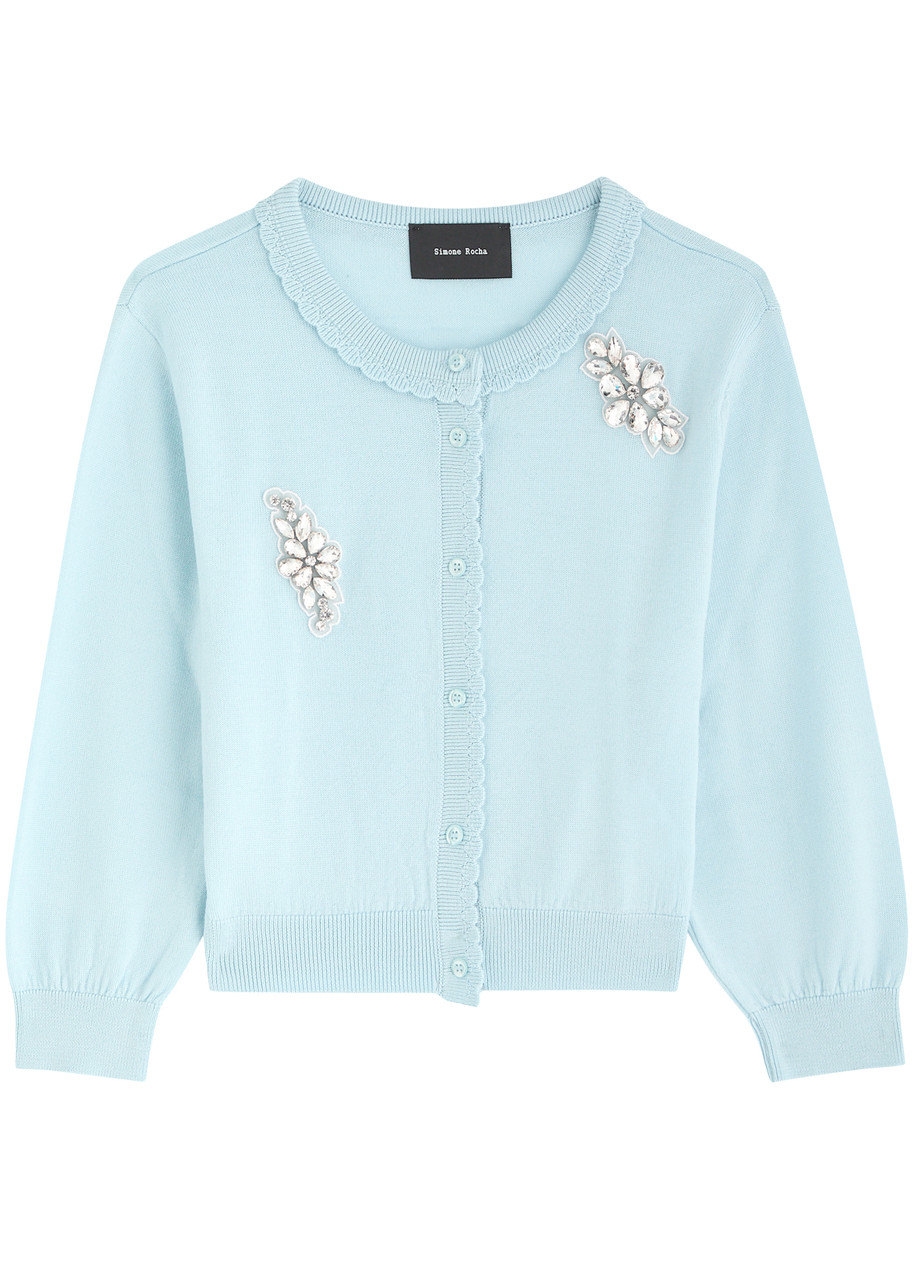 Simone Rocha Crystal-embellished Wool Cardigan - Blue Light