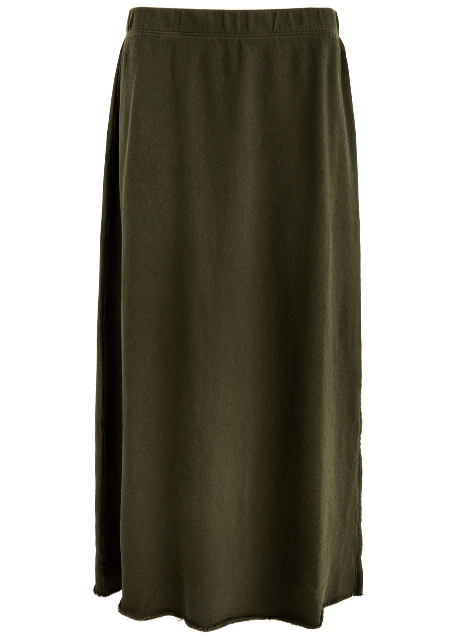 Eileen Fisher Cotton Midi Skirt In Dark Green