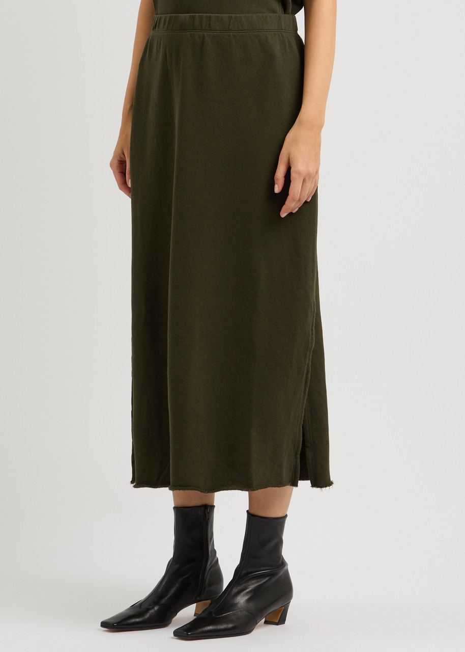 Eileen Fisher Cotton Midi Skirt In Dark Green