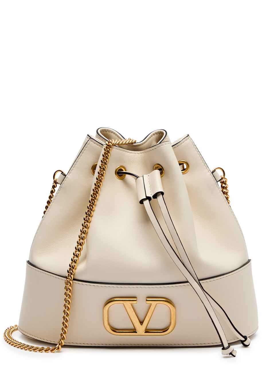 Valentino Garavani Mini Bucket Bag In Nappa With Vlogo Signature Chain Woman Light Ivory Uni In Ivory