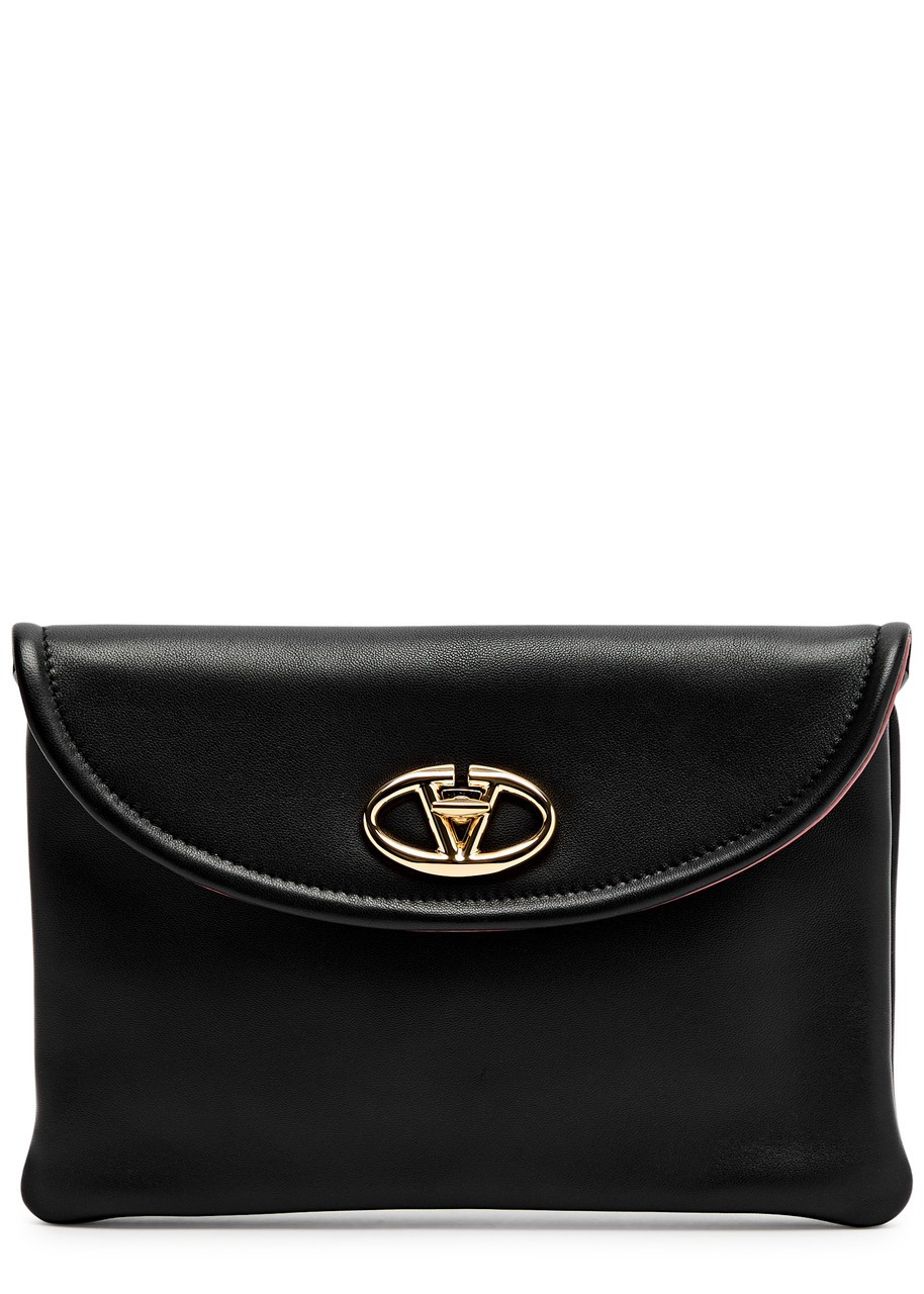 Valentino Garavani Vlogo Medium Leather Pouch - Black - One Size