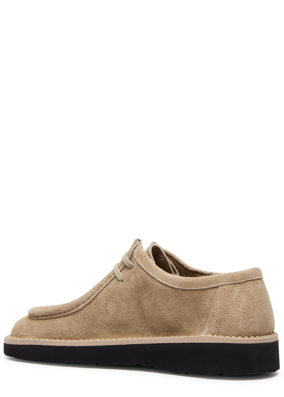 Loewe Faro Lace Up Shoes In Suede Calfskin In Beige
