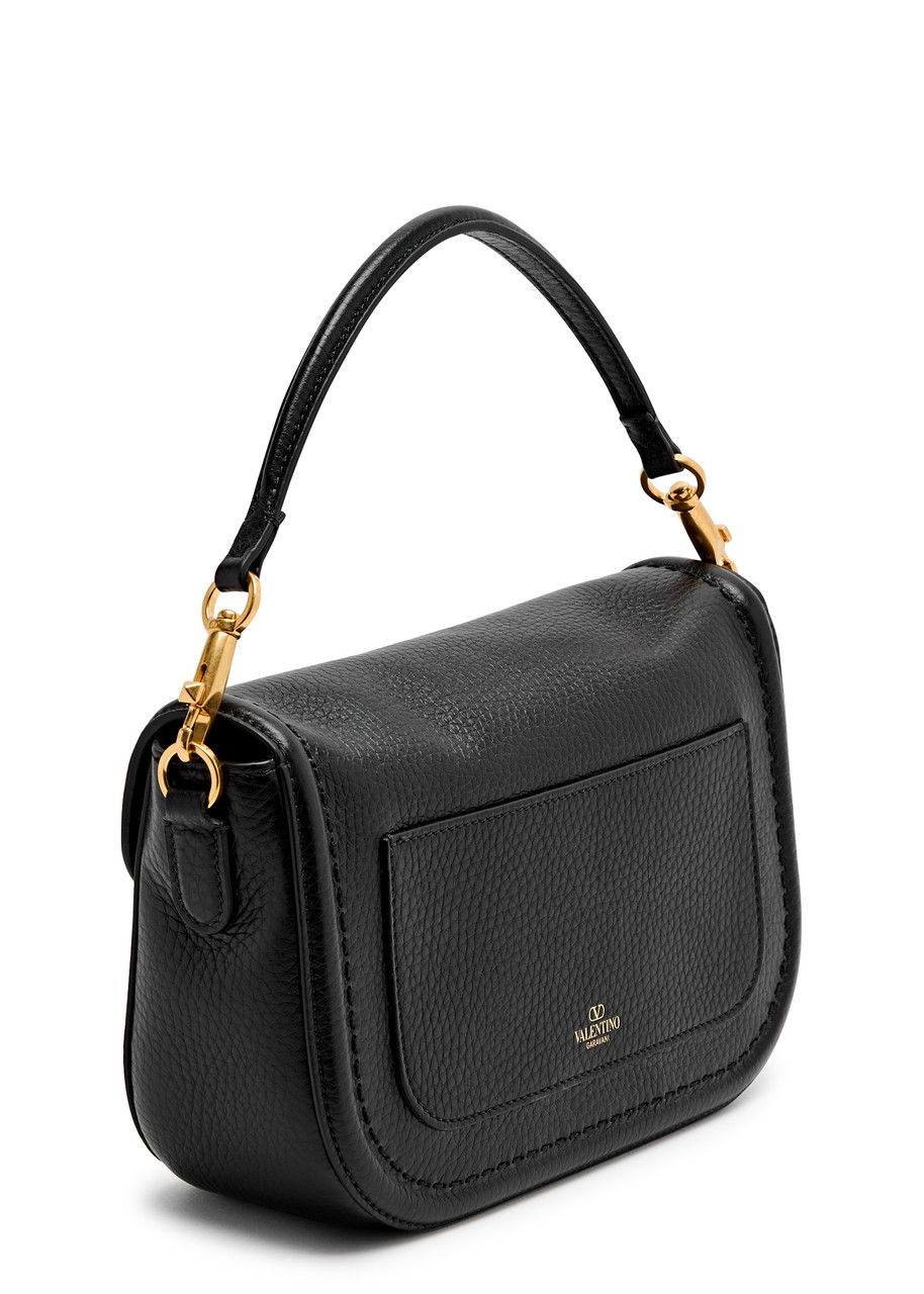 Valentino Alltime Grained Leather Shoulder Bag In Black
