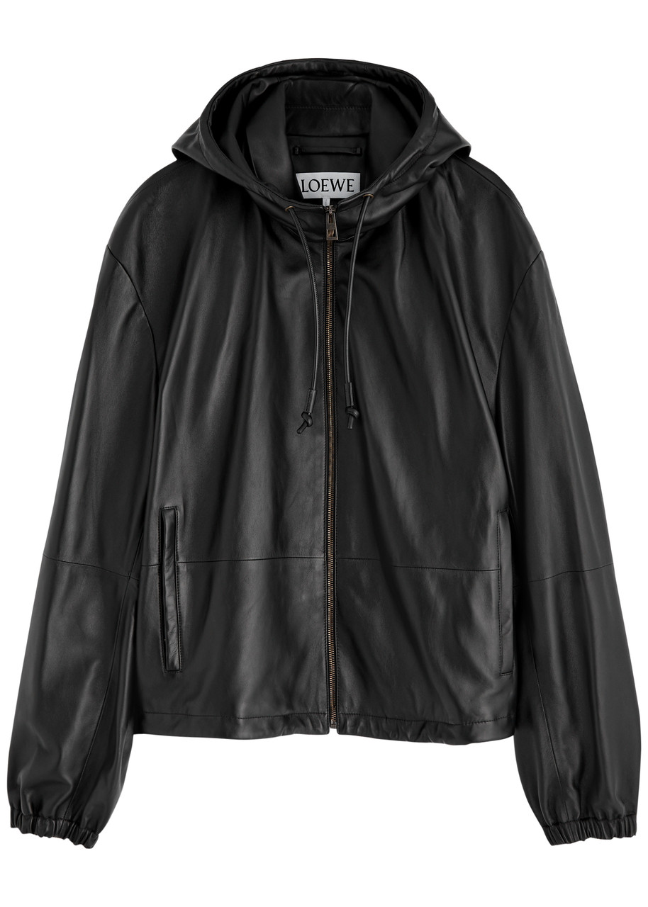 Loewe Hooded Leather Jacket - Black