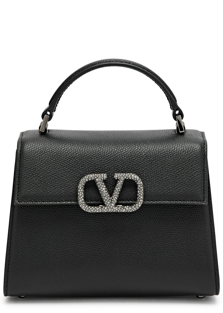 Valentino Garavani Vsling Mini Leather Top Handle Bag In Black