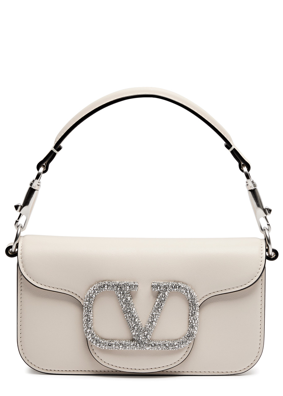 Valentino Garavani Locò Small Leather Shoulder Bag In Ivory