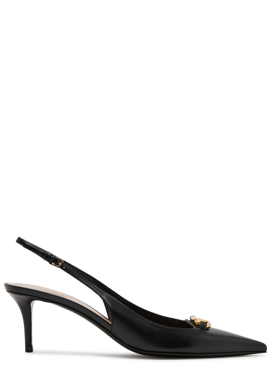 Valentino Slingback Vlogo The Bold Edition Black Calfskin Pumps In Black