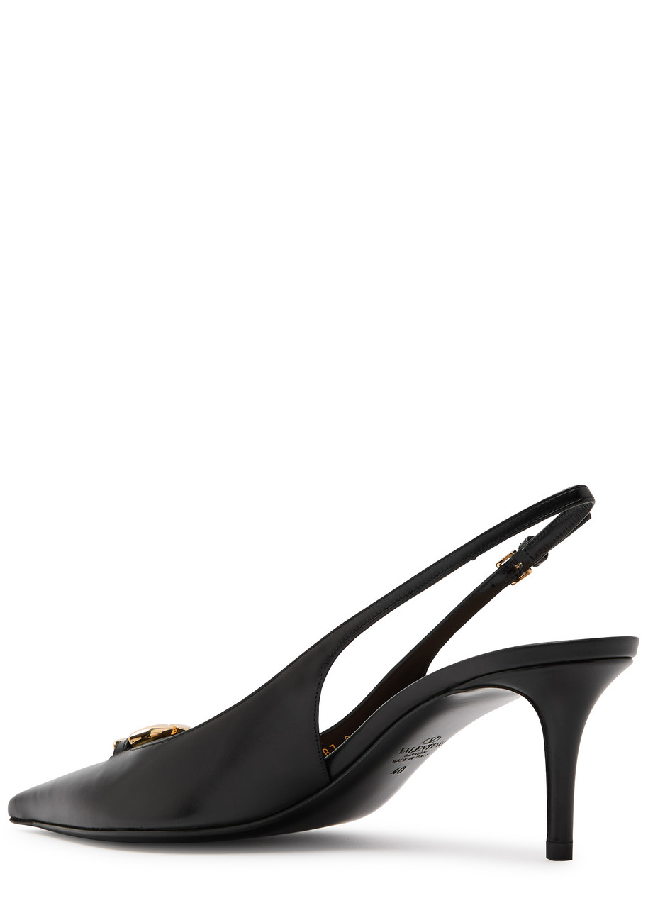 Valentino Slingback Vlogo The Bold Edition Black Calfskin Pumps In Black