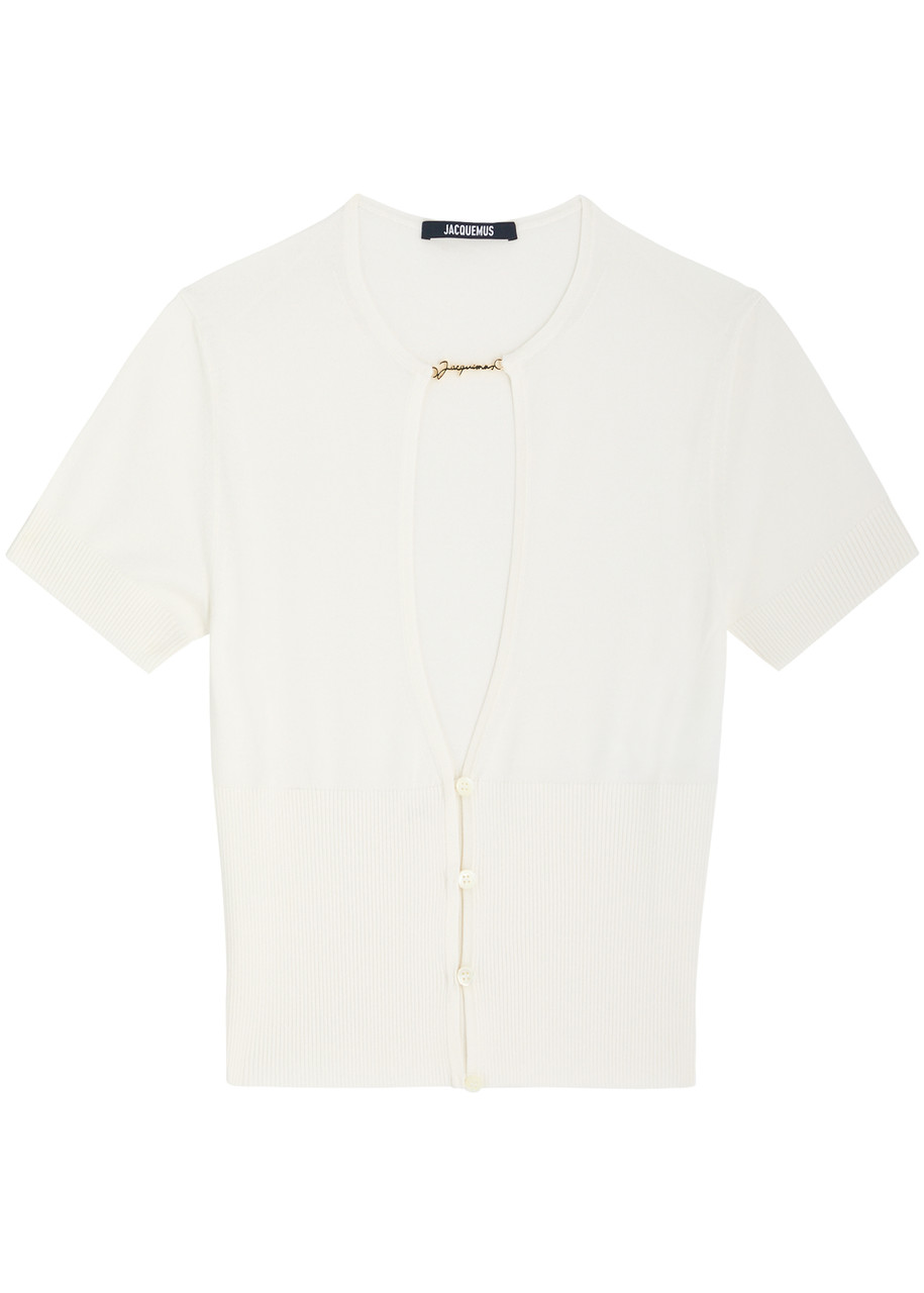 Jacquemus Le Haut Pralu Fine-knit Top In Off White