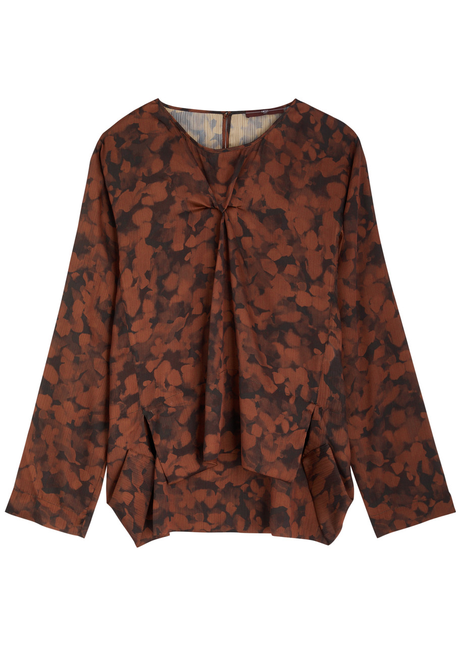 High Alone Printed Chiffon Blouse - Brown