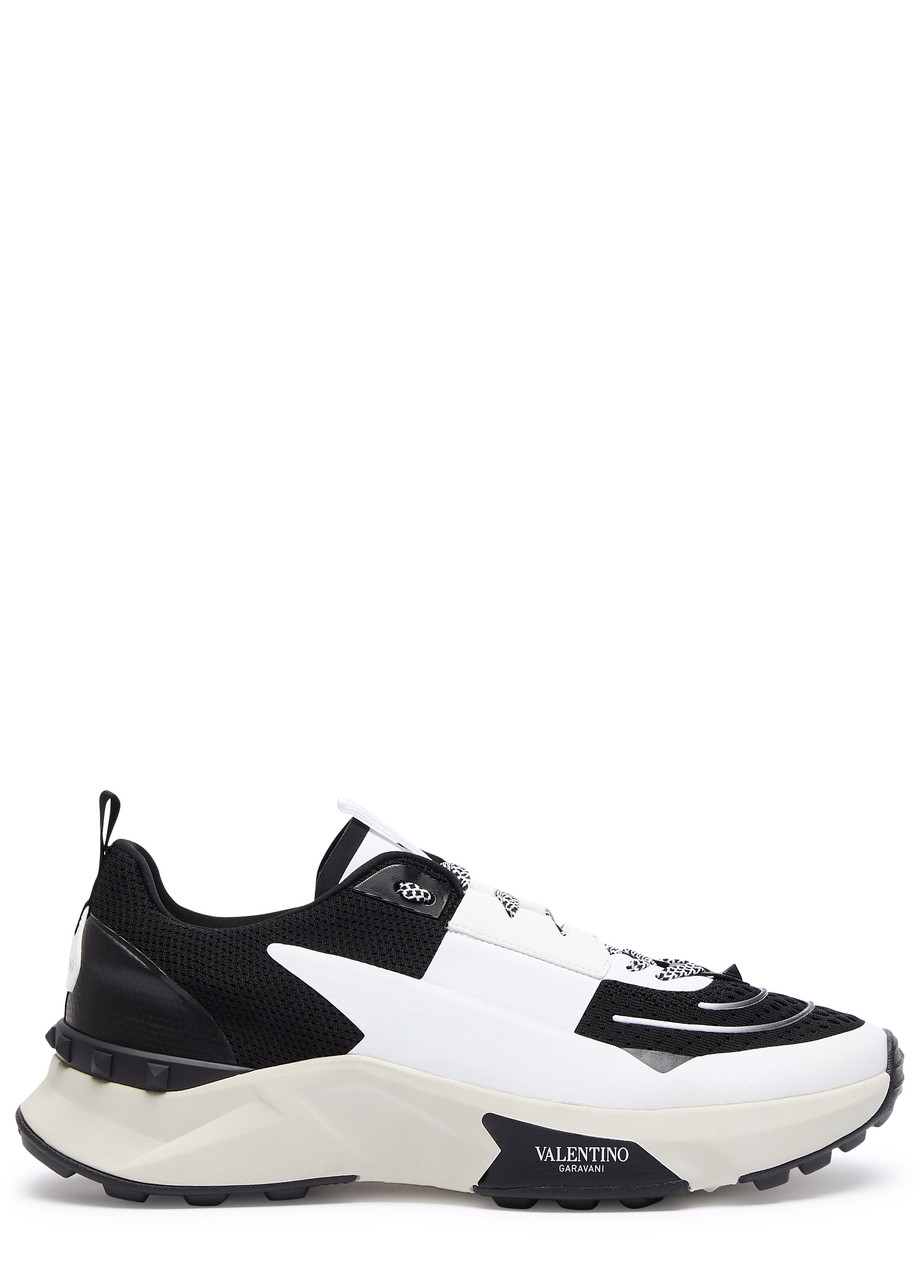 Valentino Garavani True Act Low Top Trainer In Mesh And Rubberised Fabric In Animal Print