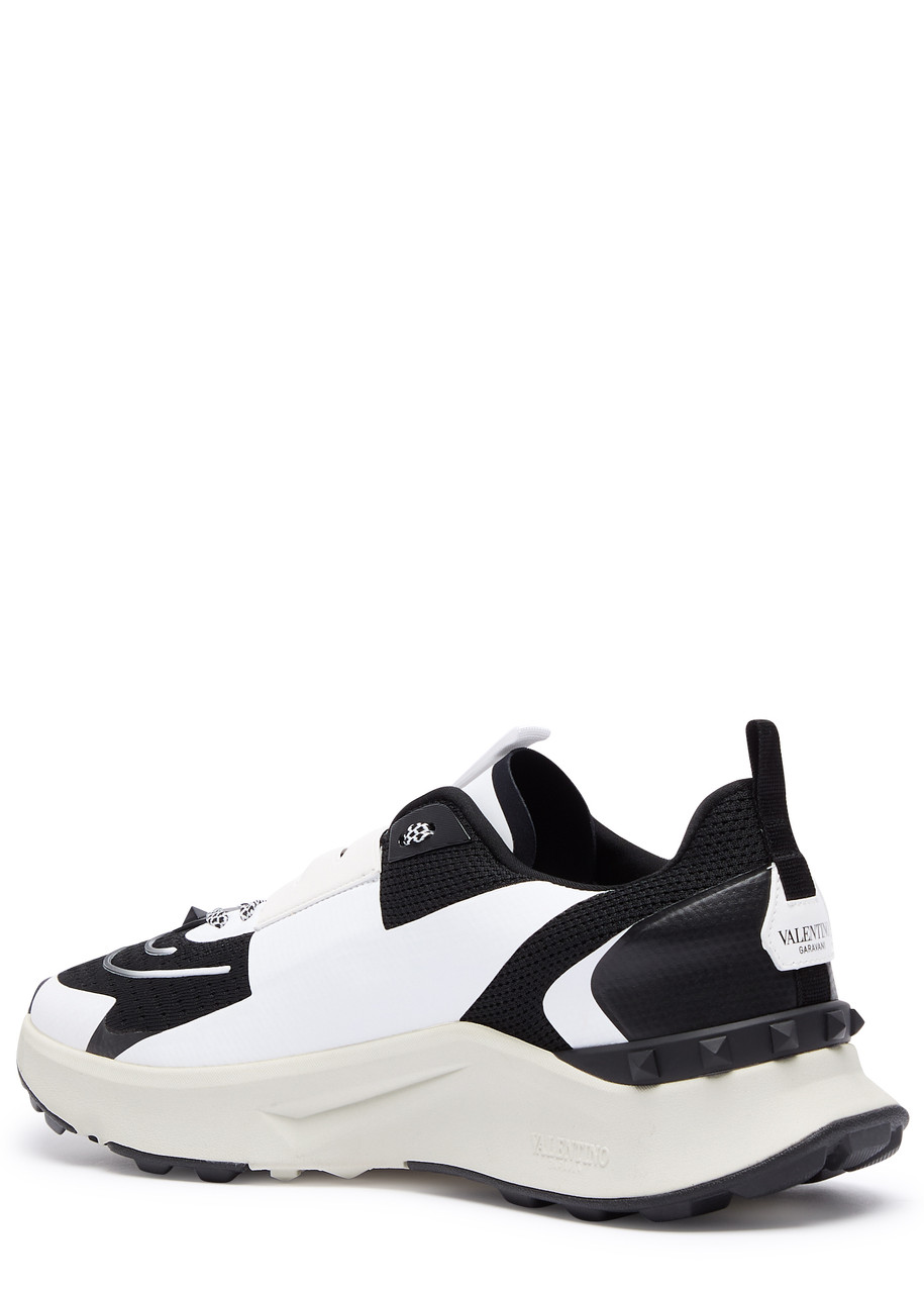Valentino Garavani True Act Low Top Trainer In Mesh And Rubberised Fabric In Animal Print