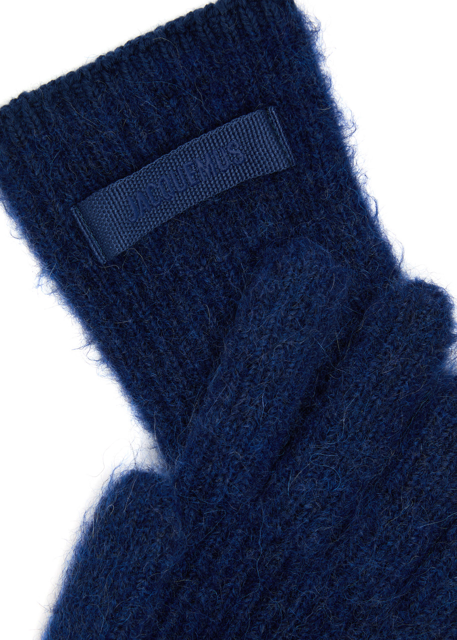 Jacquemus Les Gants Gros Grain Alpaca-blend Gloves In Navy
