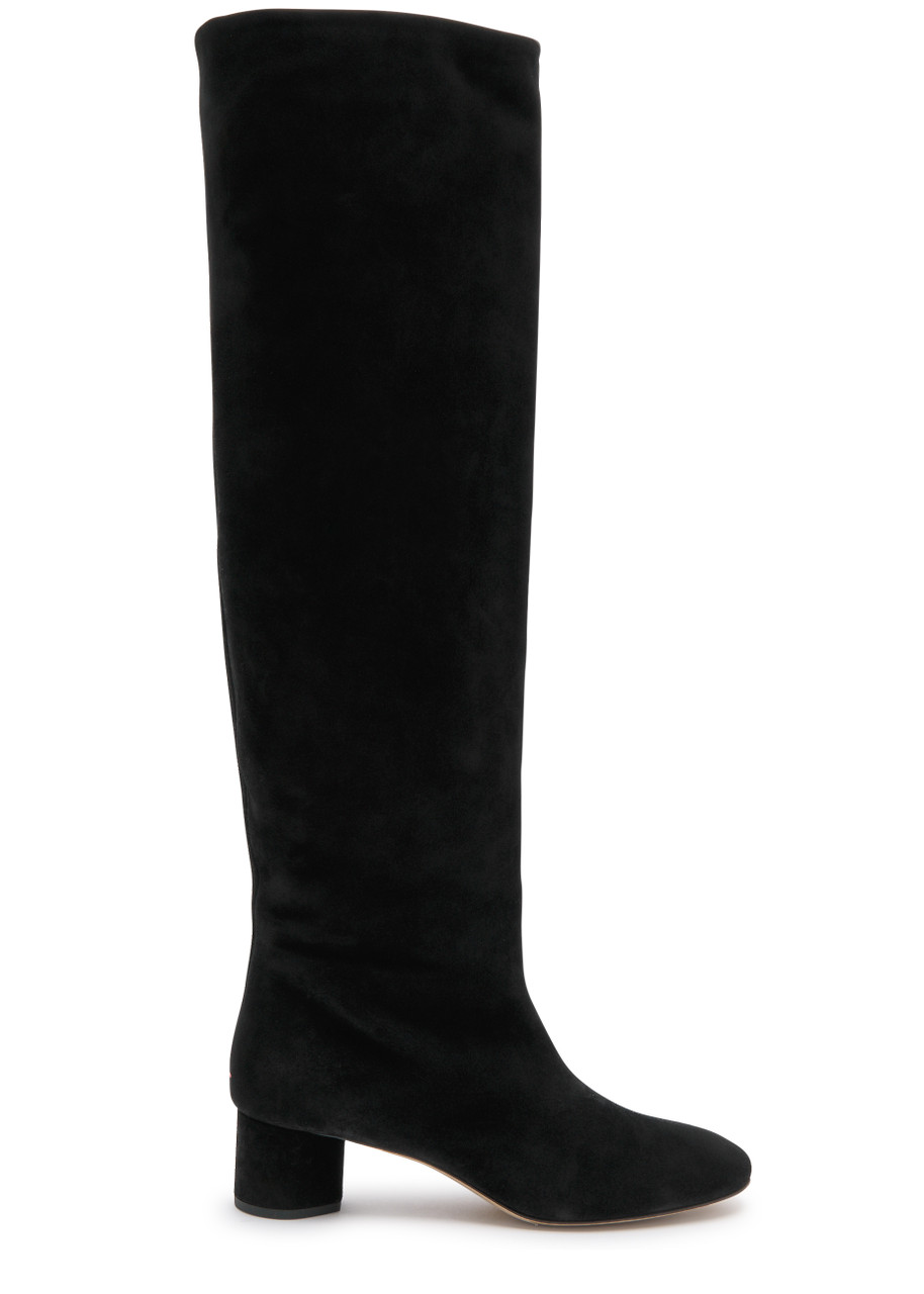 Aeyde Suede Block Heel Over-the-knee Boots In Black
