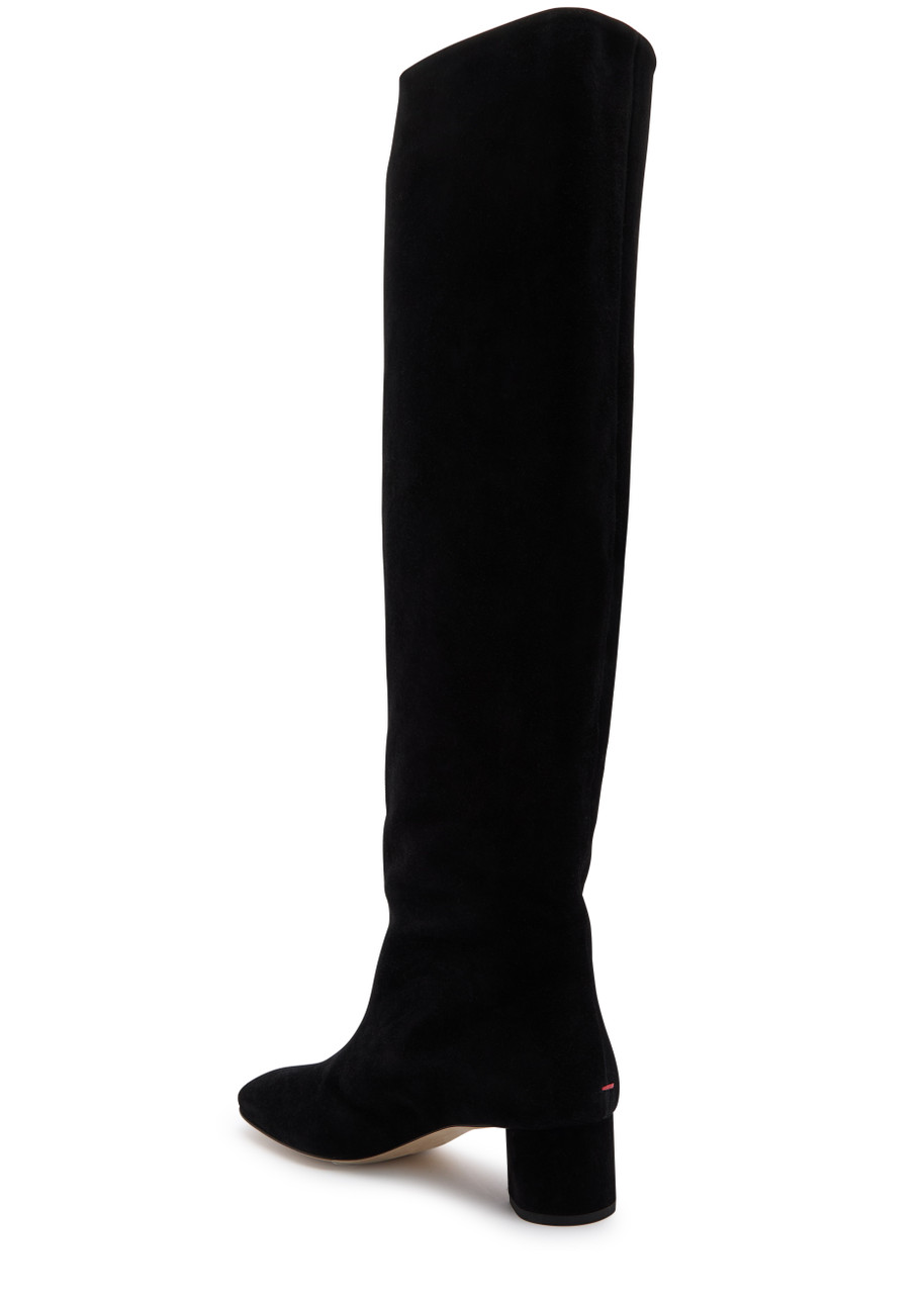 Aeyde Suede Block Heel Over-the-knee Boots In Black