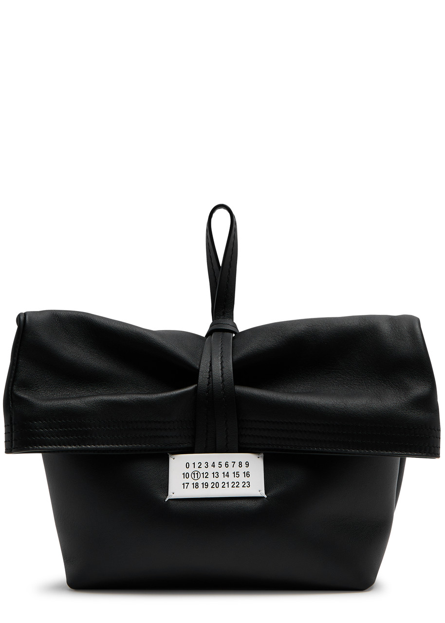Maison Margiela Rectangular Leather Clutch Loop Handle In Black