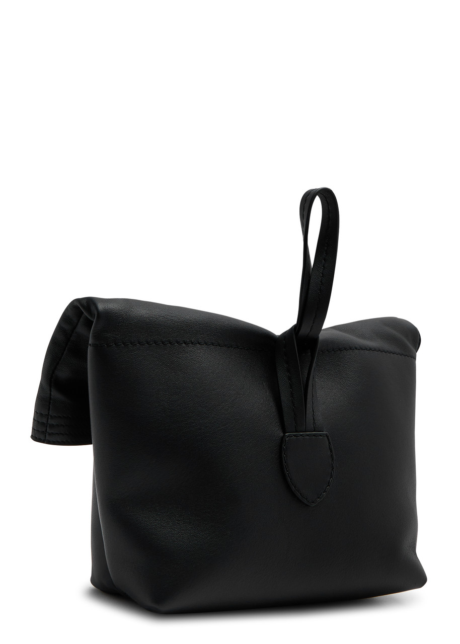 Maison Margiela Rectangular Leather Clutch Loop Handle In Black