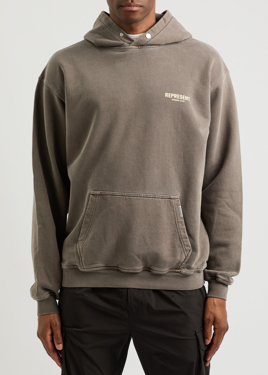 Represent Owners Club Hooded Cotton Sweatshirt In Brown