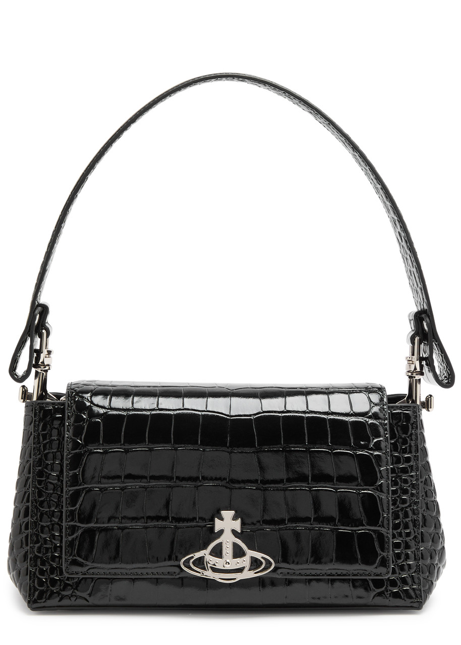 Vivienne Westwood Hazel Medium Crocodile-effect Leather Shoulder bag - Black - One Size