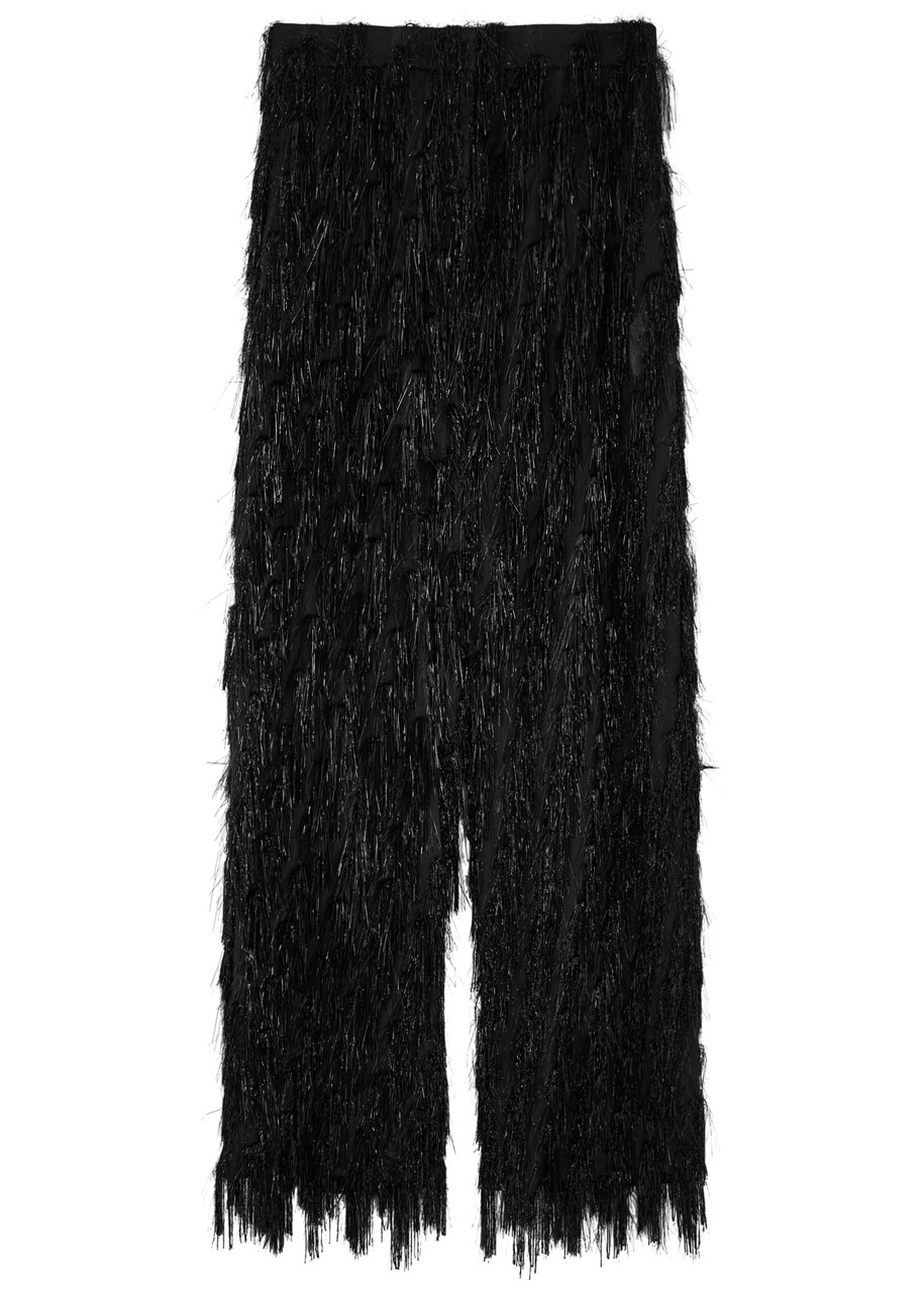 Stella Mccartney Tinsel-fringed Chiffon Trousers - Black - 40 (UK8 / S)