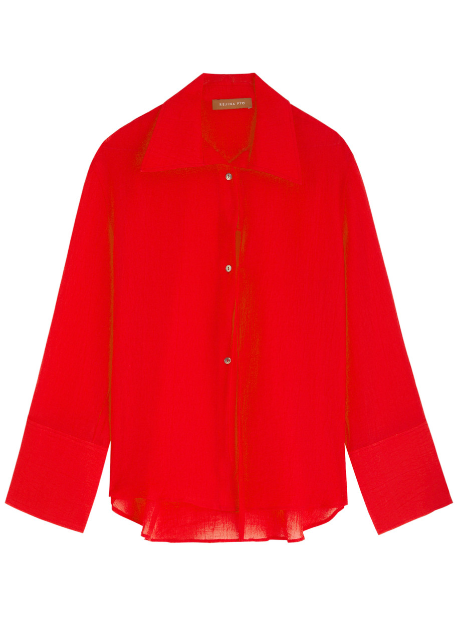 Rejina Pyo Saskia Crinkled tie Shirt - Red - L (UK14 / L)