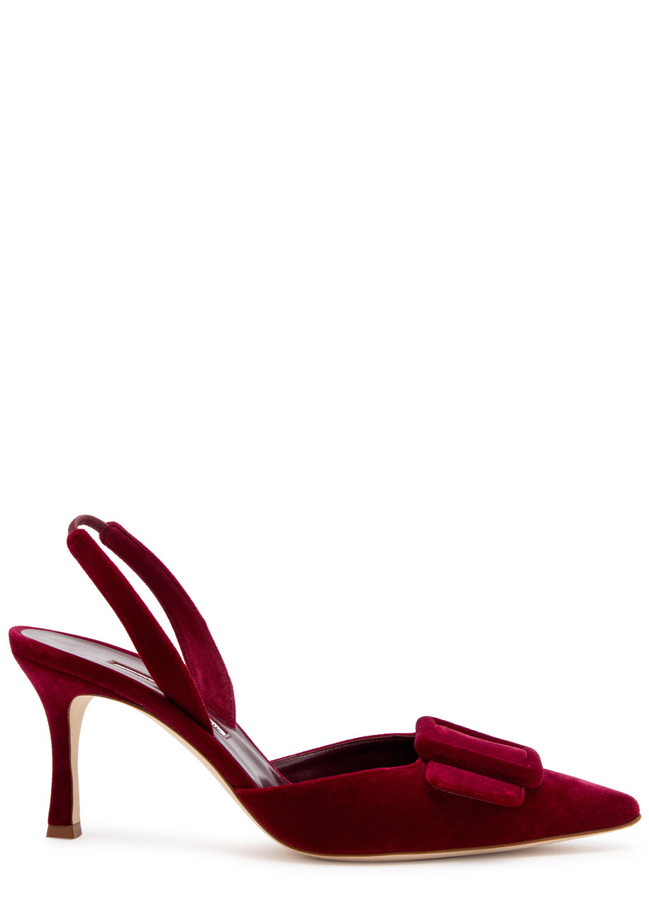 Manolo Blahnik Maysli 70 Velvet Slingback Pumps In Bordeaux