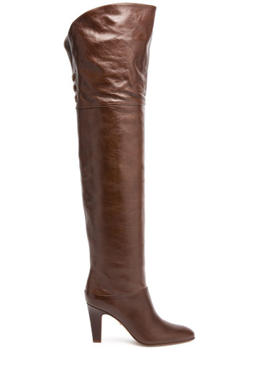 CHLOE Eve 90 glossed-leather over-the-knee boots Harvey Nichols