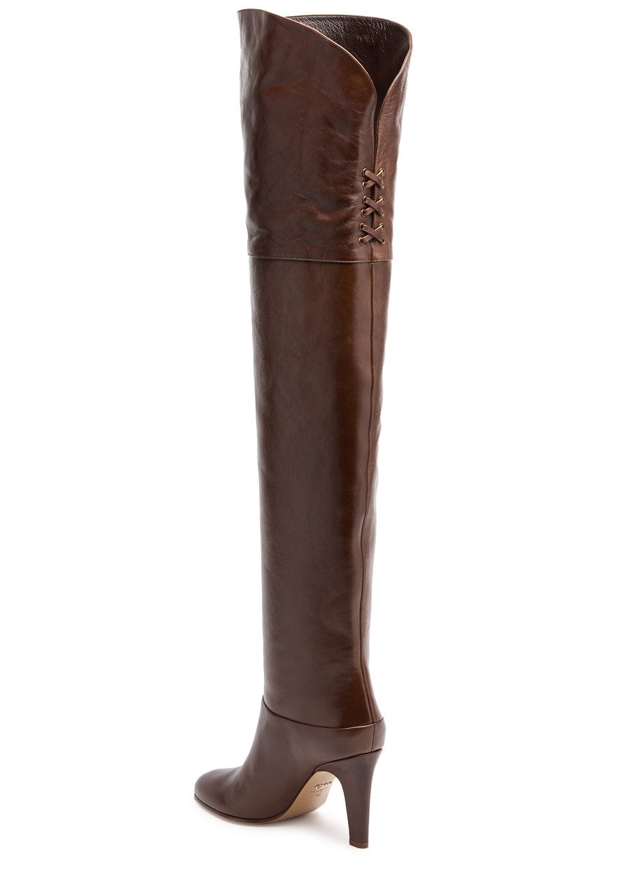 Chloé 85mm Eve Leather Over-the-knee Boots In 25e Sooty Brown