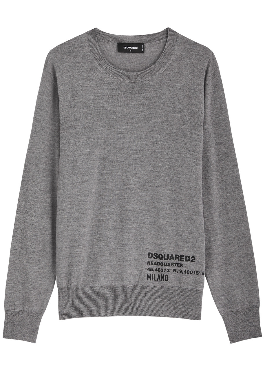 DSQUARED2 Logo-appliqué Wool Jumper – Grey – XL