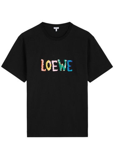 LOEWE Logo-embroidered cotton T-shirt | Harvey Nichols LOEWE Logo-embroidered cotton T-shirt | Harvey Nichols
