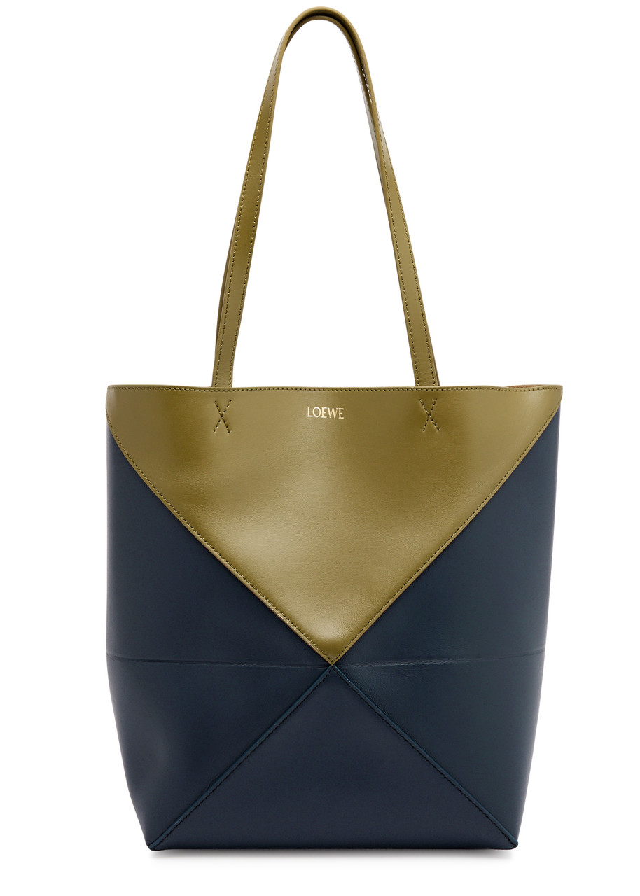 Loewe Puzzle Fold Medium Leather Tote - Navy - One Size