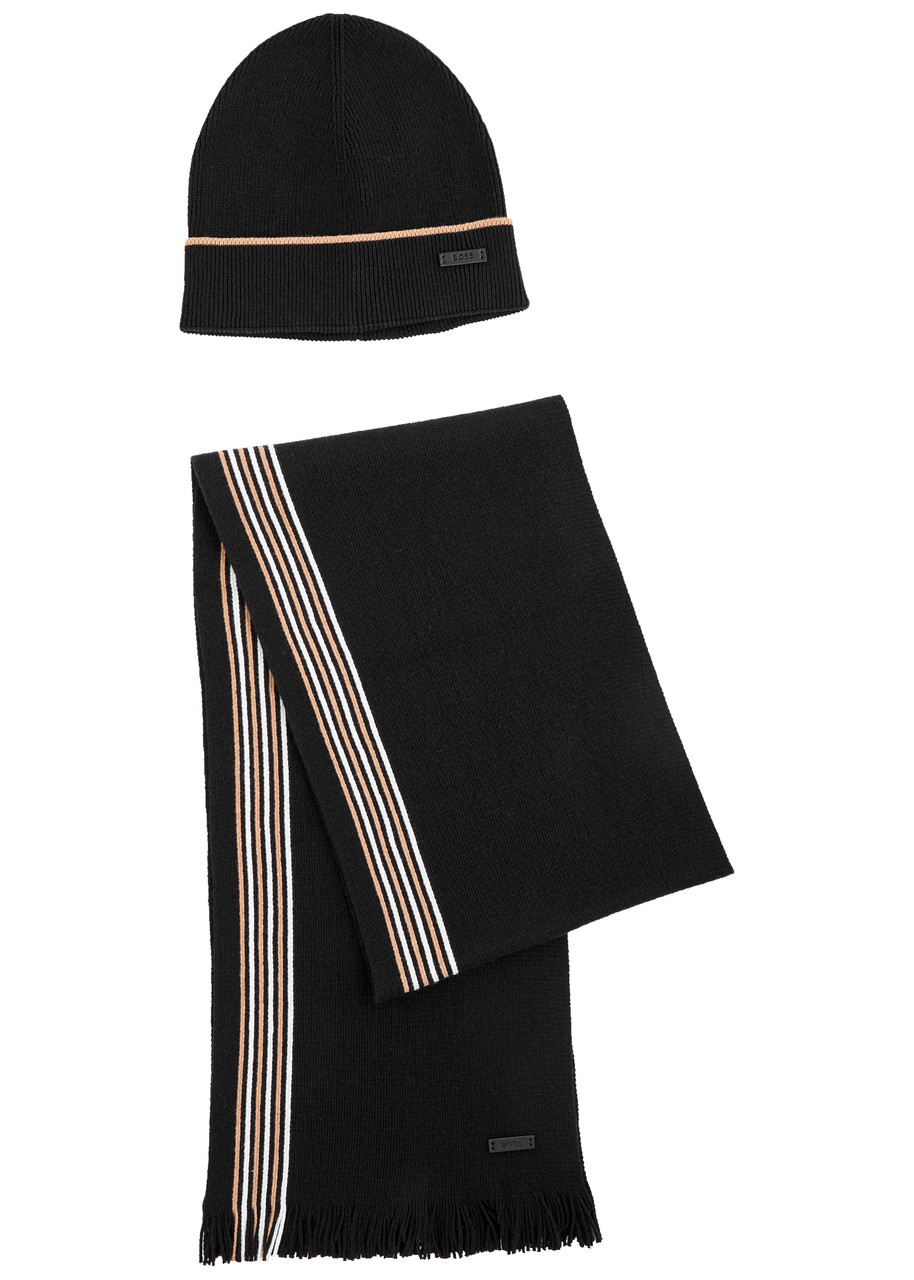 Boss Enzo Beanie and Scarf set - Black - One Size