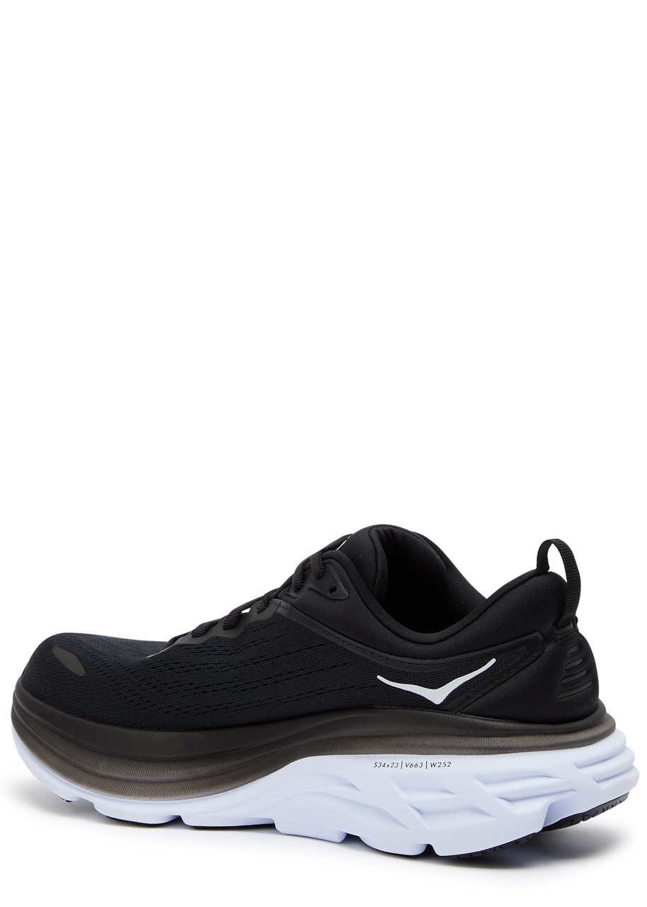 Hoka Bondi 8 Mesh-knit Sneakers In Black And White
