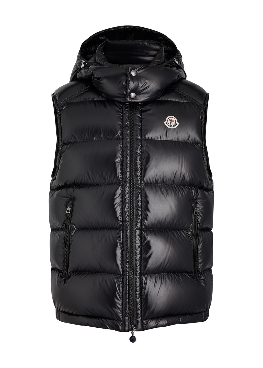 Moncler Bormes Hooded Nylon Down Vest In Black