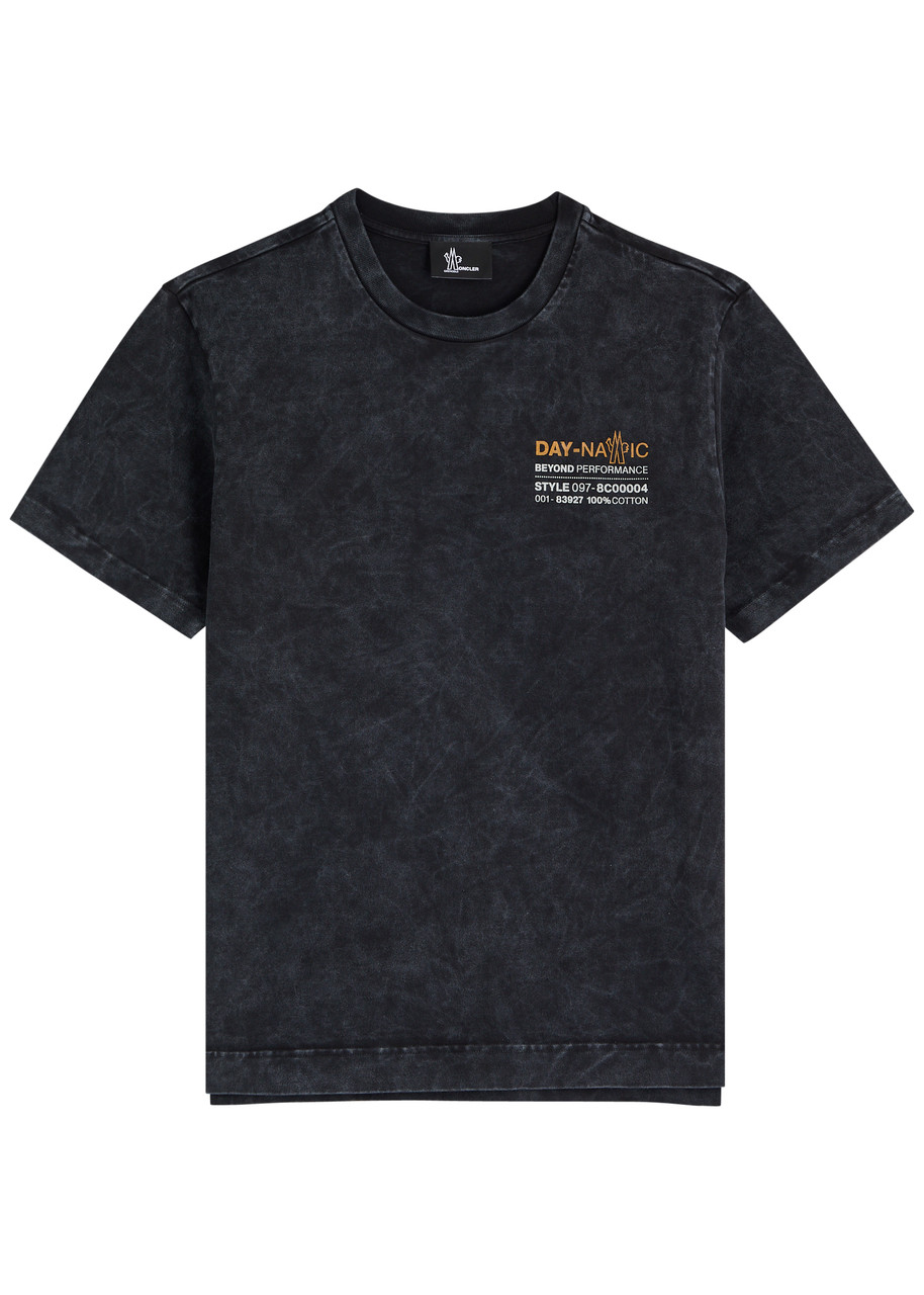 Moncler Grenoble Printed Faded Cotton T-shirt In Black
